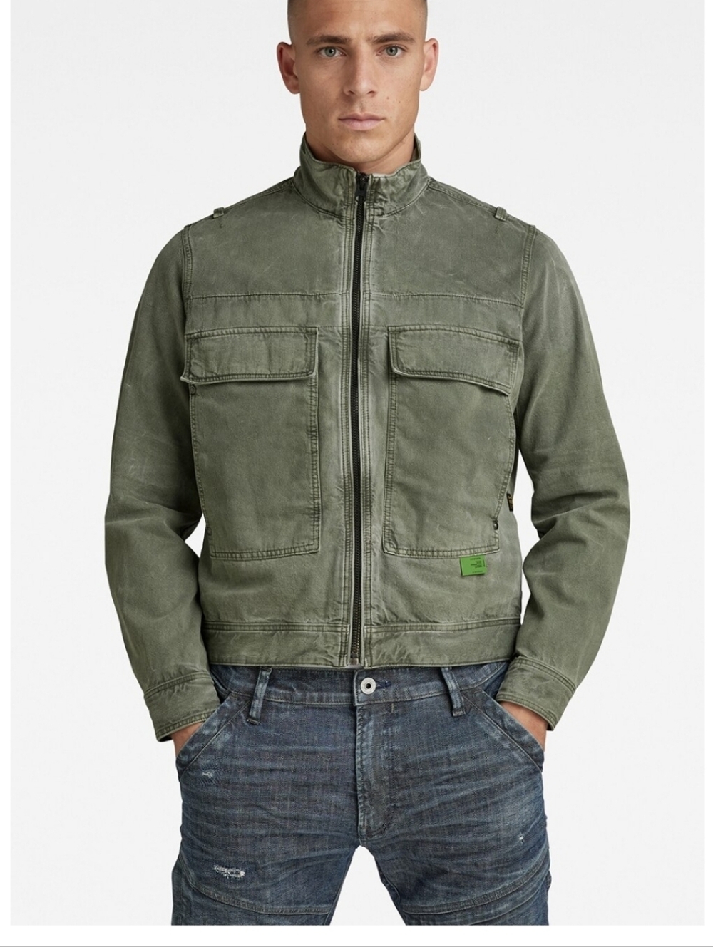 G-Star RAW Utility Flap Pocket Zip Jacket  Sun Faded Iceberg Green XXL NEW